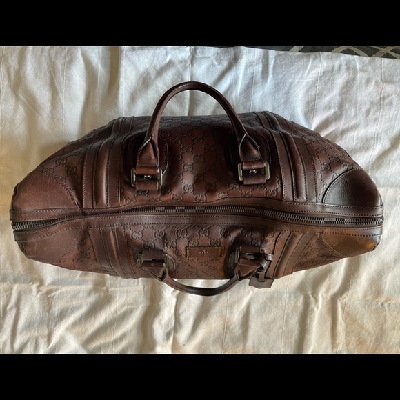Gucci Guccissimma leather Weekender travel carry on duffel bag w/ lock key - Picture 8 of 12